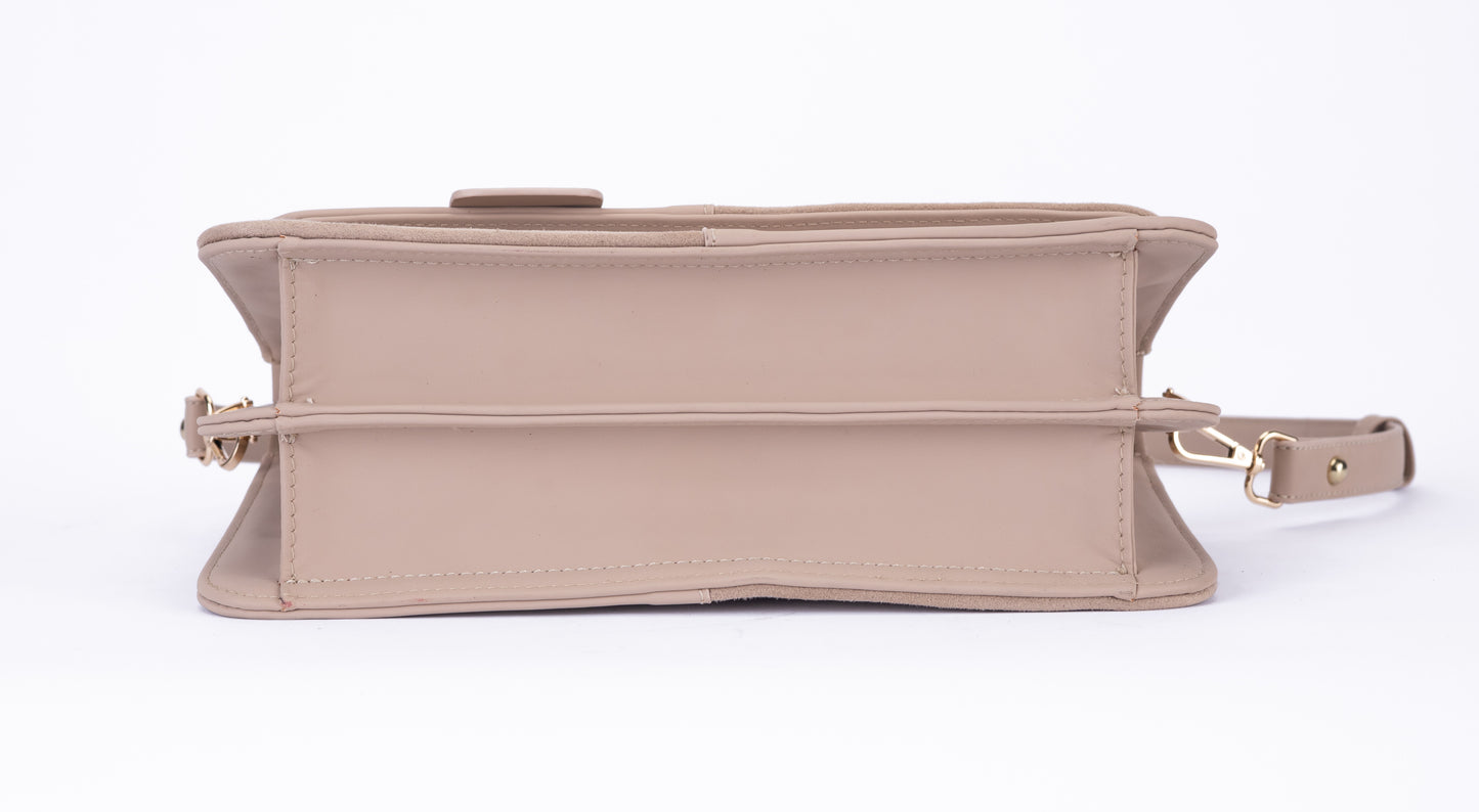 Elegant Dual-Tone Faux Leather Handbag