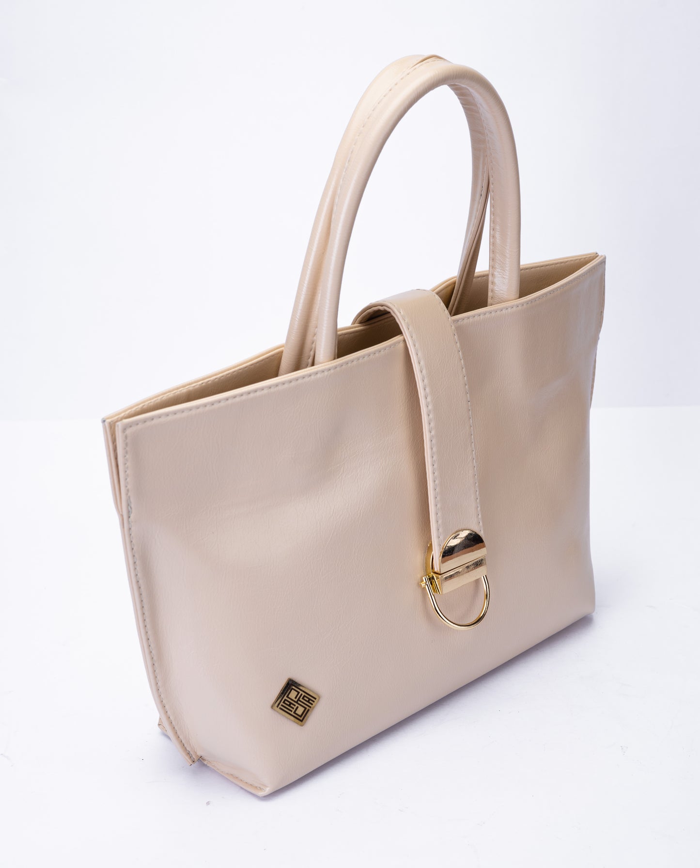 Minimal Glossy Handbag with Gold Accent