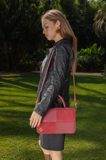 Elegant Dual-Tone Faux Leather Handbag