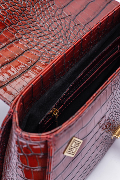 Luxury Croc-Effect Structured Handbag