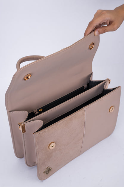 Elegant Dual-Tone Faux Leather Handbag