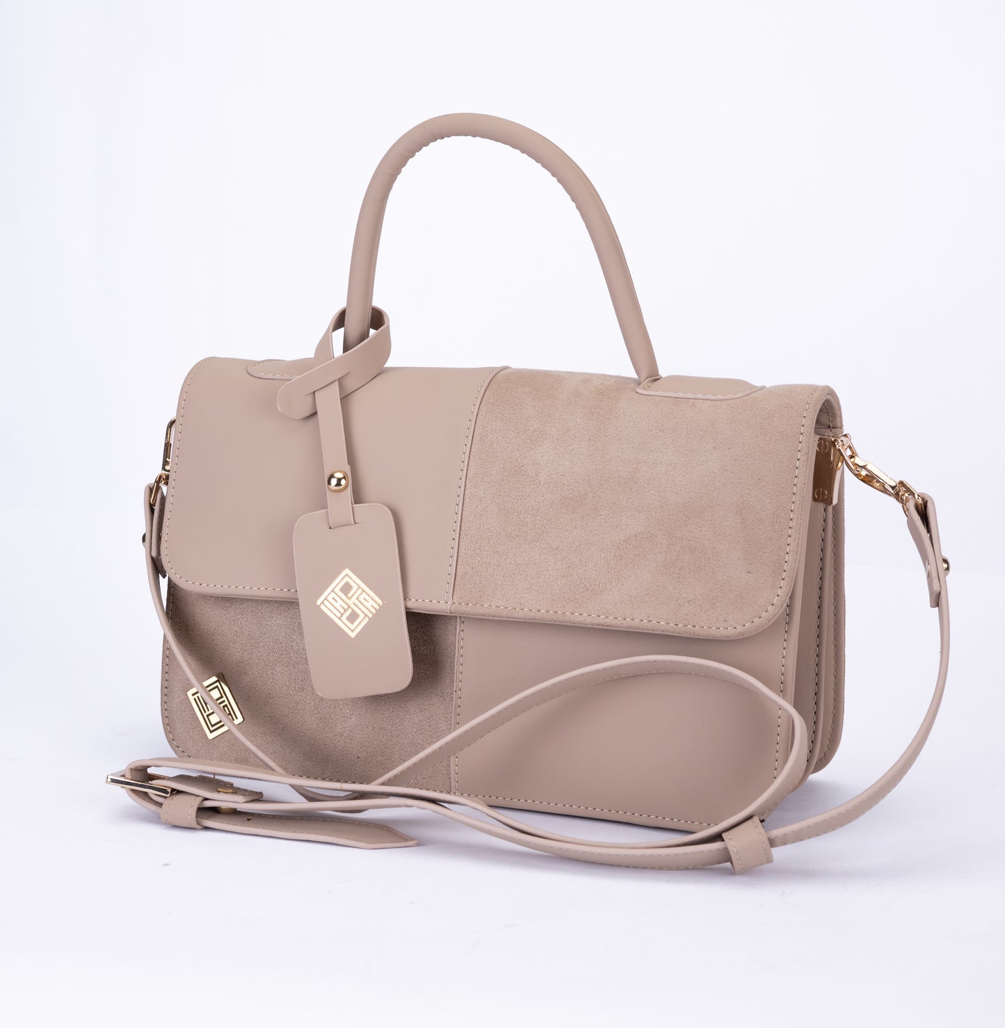 Elegant Dual-Tone Faux Leather Handbag