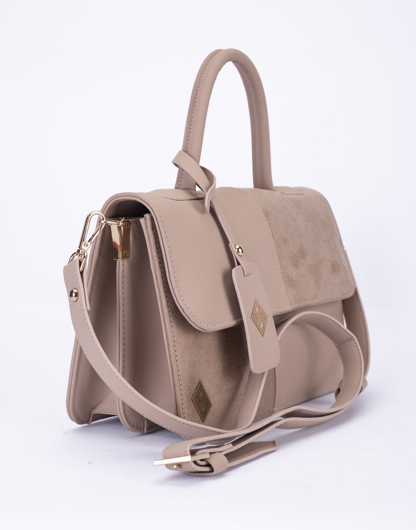 Elegant Dual-Tone Faux Leather Handbag