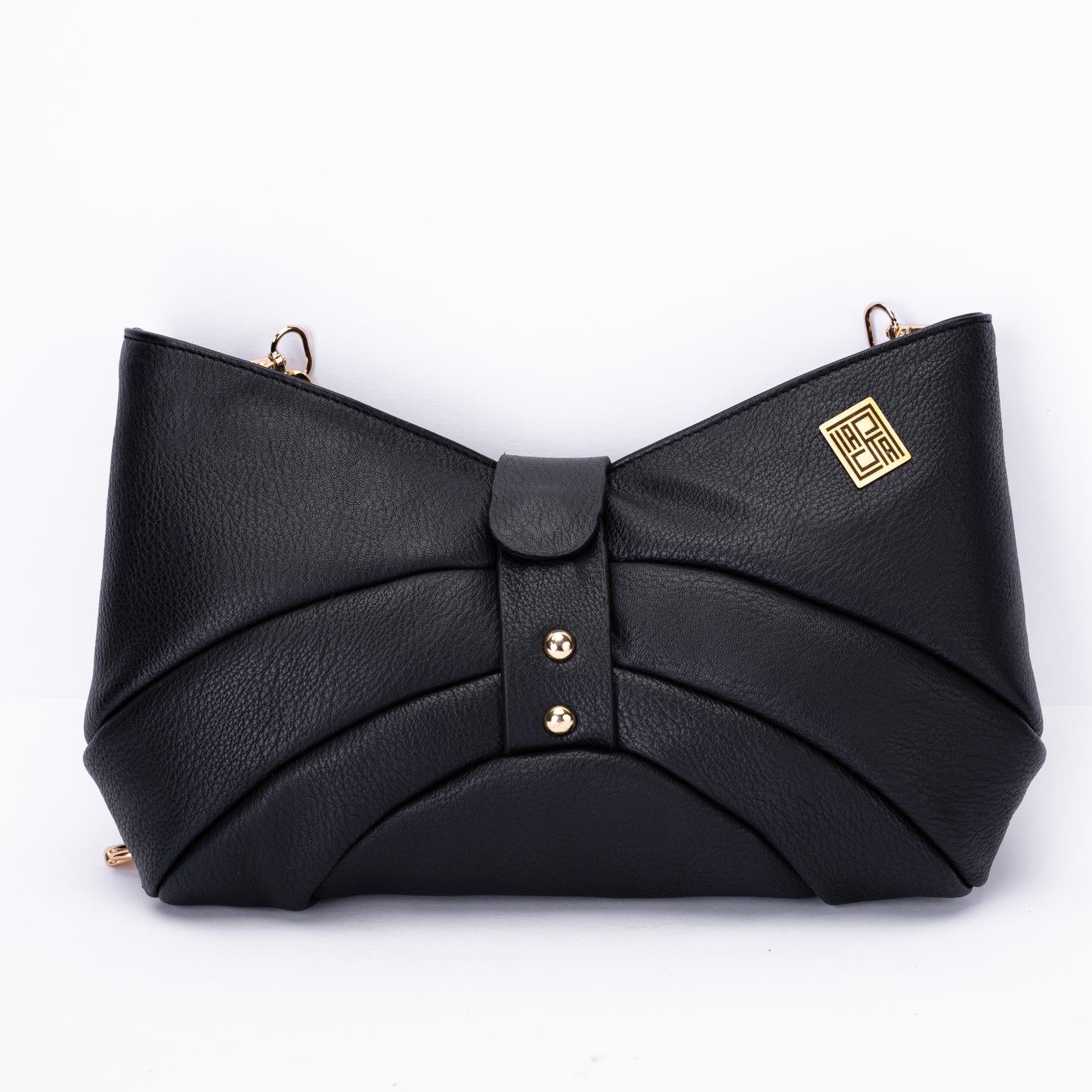 Bow-Inspired Shoulder Bag with Gold Chain