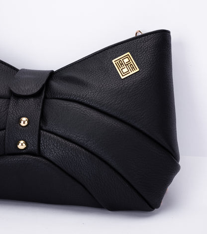 Bow-Inspired Shoulder Bag with Gold Chain