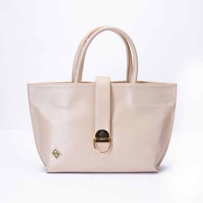 Minimal Glossy Handbag with Gold Accent