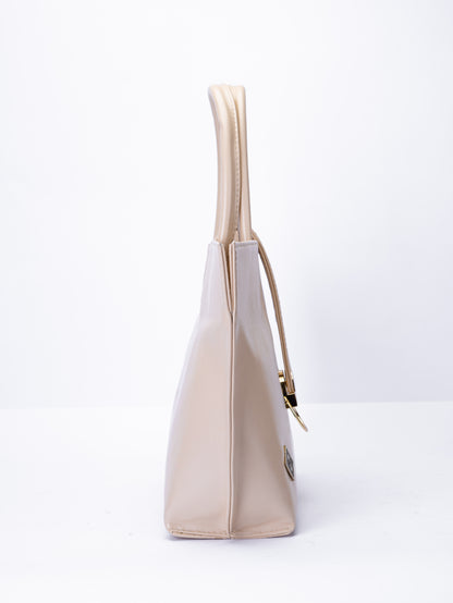 Minimal Glossy Handbag with Gold Accent