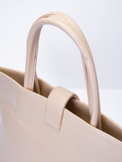 Minimal Glossy Handbag with Gold Accent