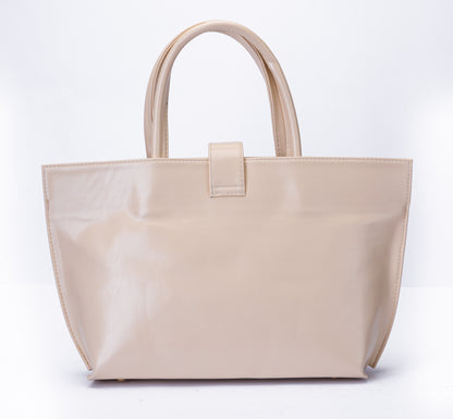 Minimal Glossy Handbag with Gold Accent