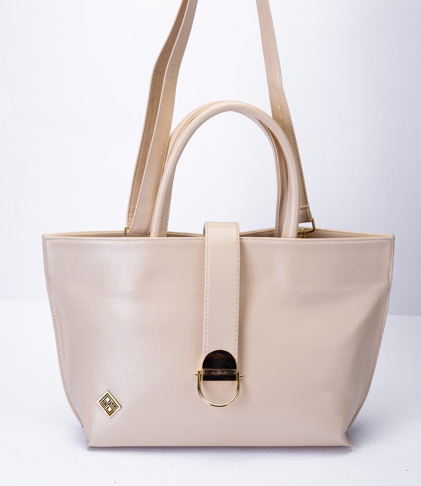 Minimal Glossy Handbag with Gold Accent