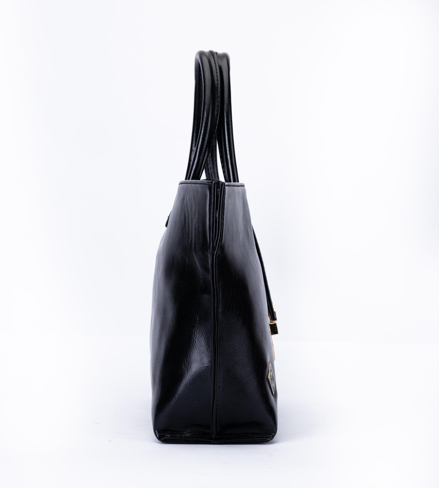 Minimal Glossy Handbag with Gold Accent