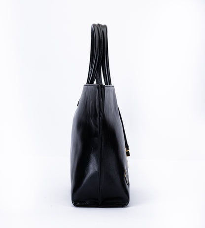 Minimal Glossy Handbag with Gold Accent