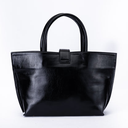 Minimal Glossy Handbag with Gold Accent