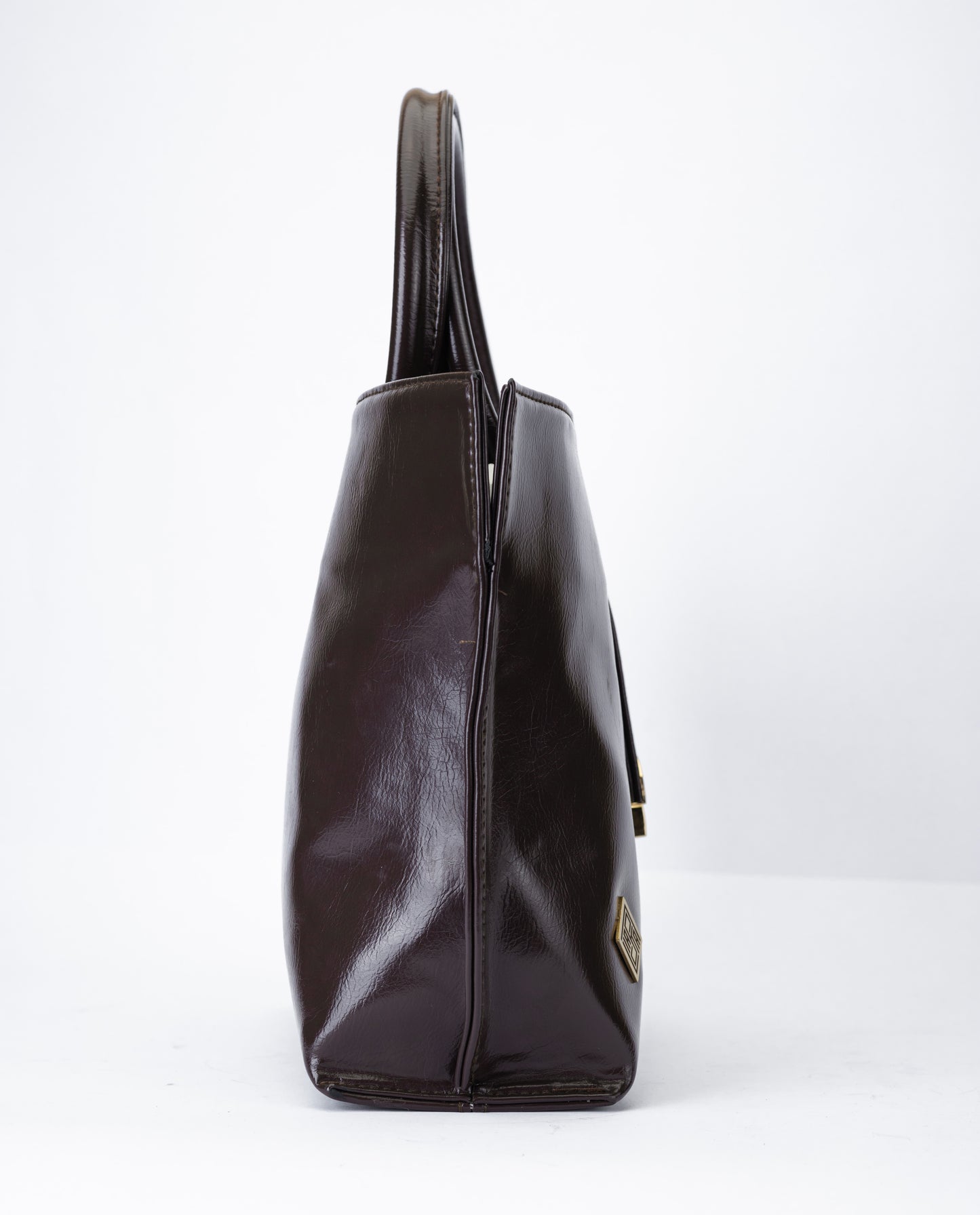 Minimal Glossy Handbag with Gold Accent
