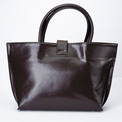 Minimal Glossy Handbag with Gold Accent