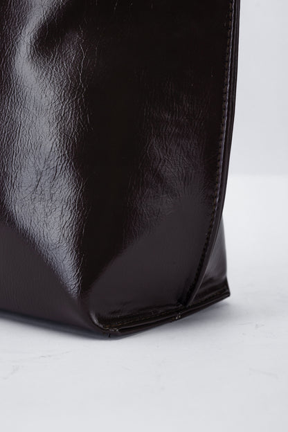 Minimal Glossy Handbag with Gold Accent