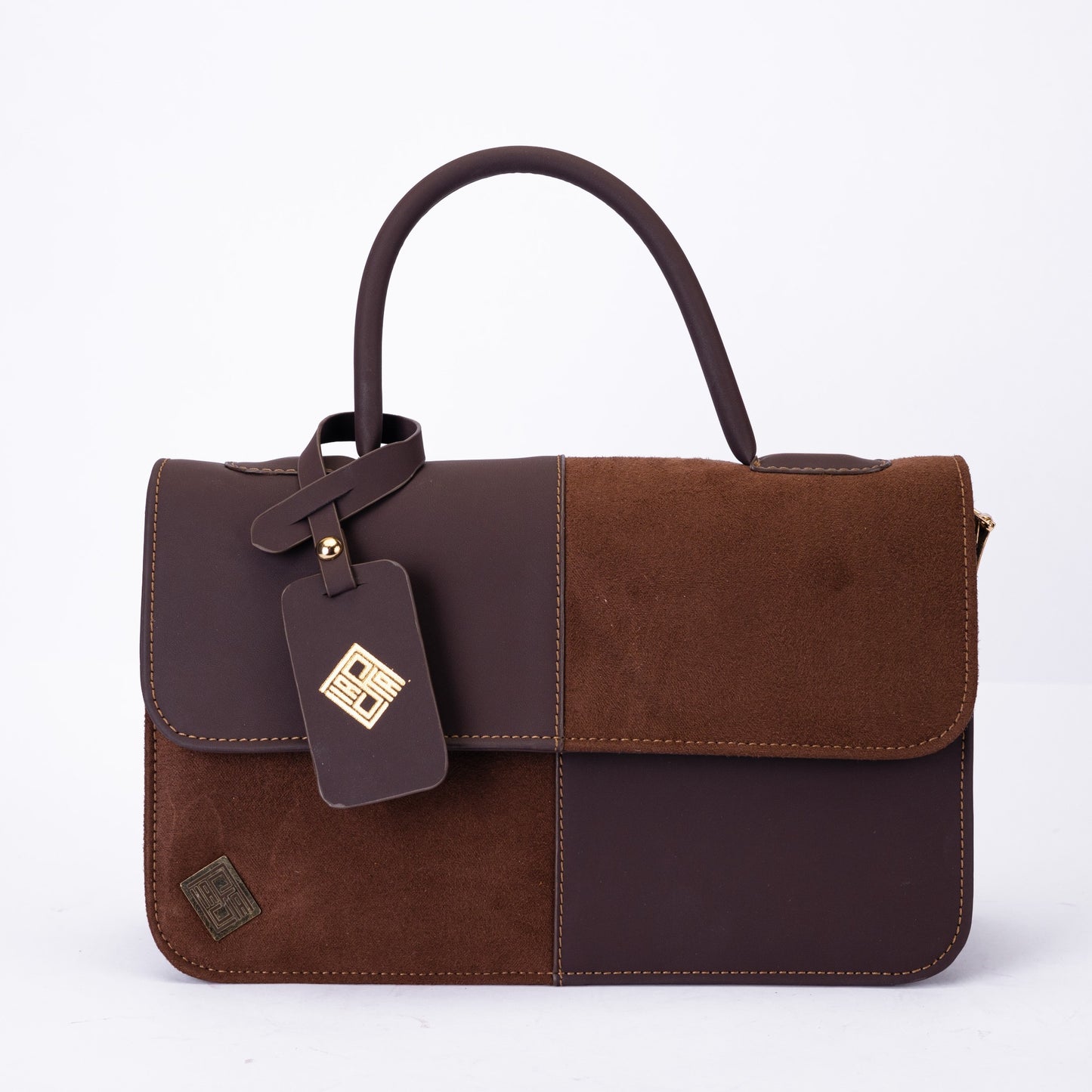 Elegant Dual-Tone Faux Leather Handbag