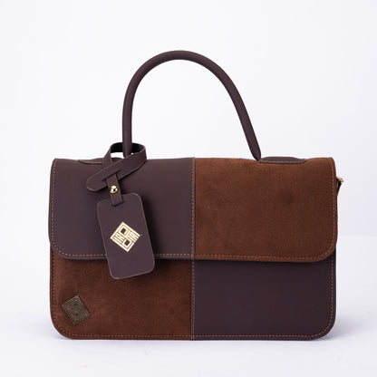 Elegant Dual-Tone Faux Leather Handbag