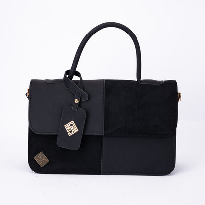 Elegant Dual-Tone Faux Leather Handbag