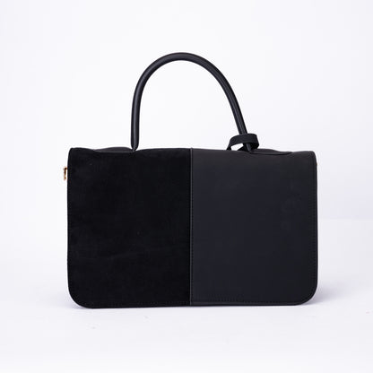 Elegant Dual-Tone Faux Leather Handbag