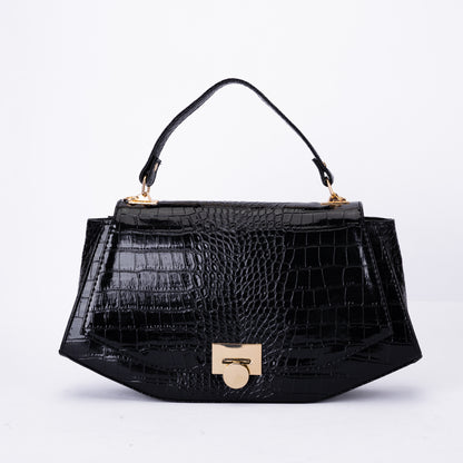 Luxury Croc-Effect Structured Handbag
